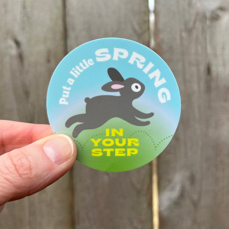 Hopping Bunny: Put a little spring in your step, vinyl sticker 2.5 inch image 1