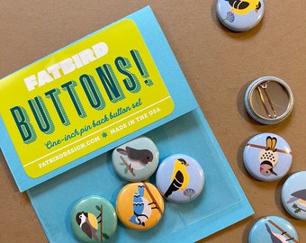 Backyard Birds: 1-inch button set (includes four buttons)