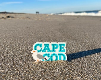 Cape Cod Seagull clear vinyl sticker (3 inches)