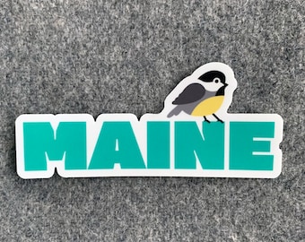 MAINE Chickadee vinyl sticker (4 inches)