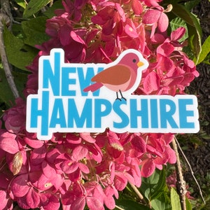 Autocolante em vinil de pássaro do estado do tentilhão roxo de New Hampshire