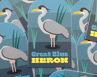 Great Blue Heron Vinyl Sticker (2x3.25 inch)