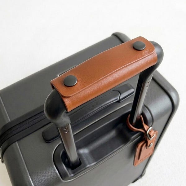 Funda de cuero personalizada para asas de maletas y bolsos, agarre personalizado, accesorio de viaje minimalista.