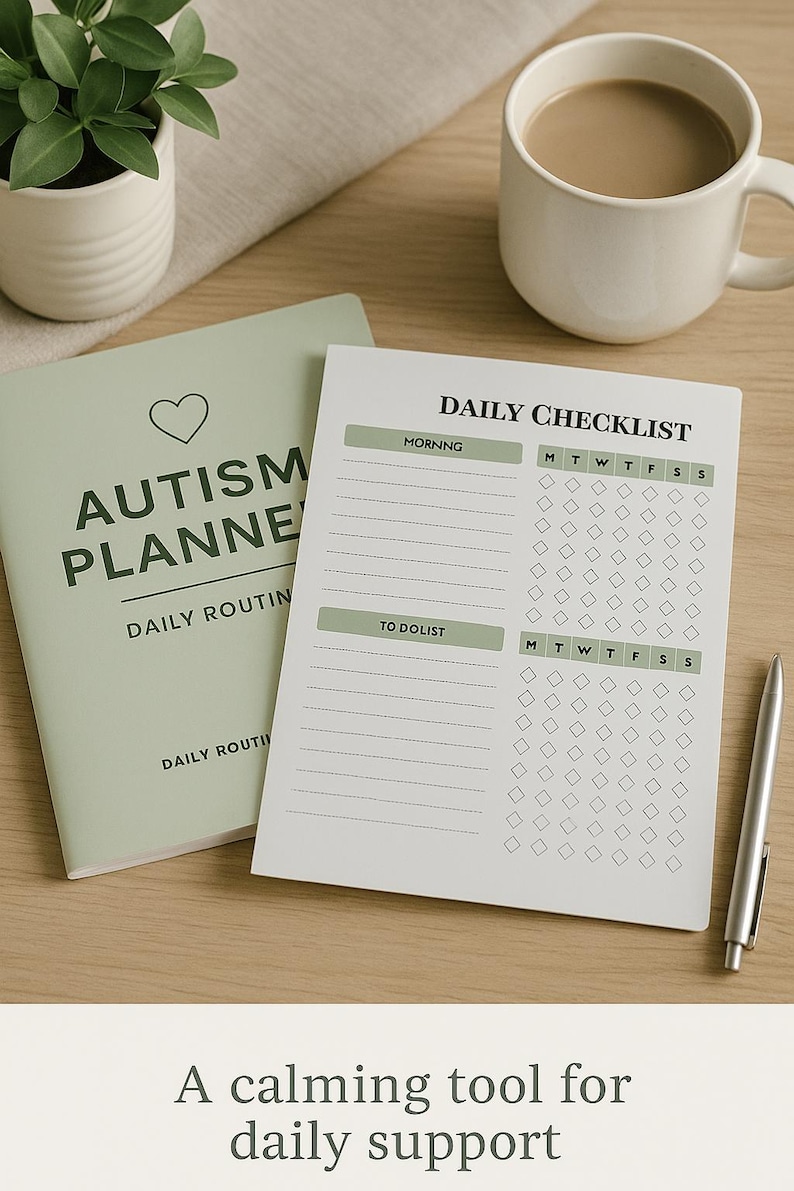 Autism Planner Printable Sage Green | 77 Page Neurodivergent Routine ...