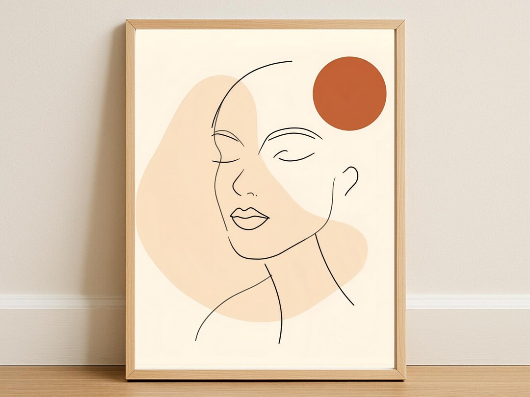 Minimalist Line Art Woman Print, Abstract Face Wall Art, Neutral Boho ...