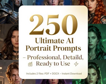 250 Ultimate AI Photography Prompts Bundle – Professional, Detailed, Ready to Use