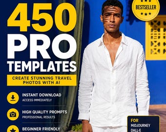 Paquete de 450 plantillas profesionales de fotografía de viajes con IA