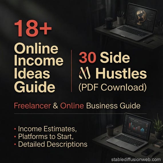 Online Income Ideas Guide | 30 Side Hustles (PDF Download)