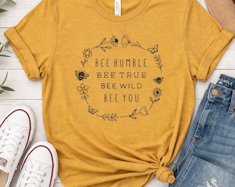 Camiseta ecológica, camiseta gráfica "Salva a las abejas", camiseta para amantes de la naturaleza.