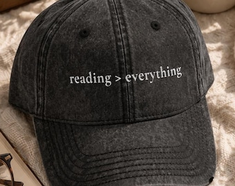 Gorra de papá amante de los libros, gorra de lectura vintage lavada, accesorio para lectores aficionados a los libros