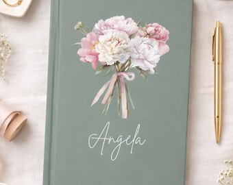 Cuaderno floral personalizado, diario personalizado para mujer, diario para damas de honor, regalo para profesoras, bloc de notas neutro