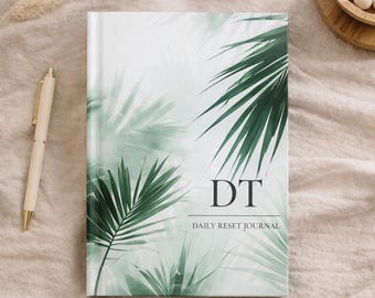 Diario inicial personalizado, reinicio diario, cuaderno minimalista con monograma