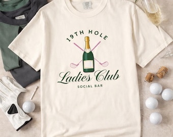 Ladies Golf Shirt, 19th Hole Champagne Tee, Soft Cotton, Casual Fit