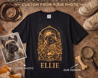 Camiseta personalizada para mascotas, camiseta conmemorativa para perros, camiseta personalizada para perros a partir de una foto, regalo por la pérdida de una mascota, regalo para amantes de los perros, camiseta personalizada para perros, arte vintage para mascotas