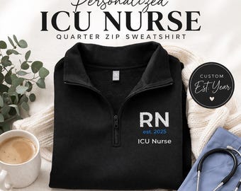 Sudadera personalizada con cremallera de un cuarto para enfermeras de UCI, ropa de graduación para enfermeras registradas.