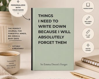 Personalized Funny Forgetful Journal, Custom Name Notebook Gift, So You Don’t Forget, Brain Dump Journal, Gift for Friend Coworker