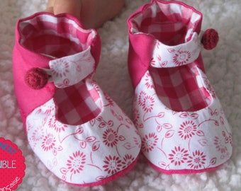 Enkelbandje Mary Jane Schoenen in 7 maten | Stoffen schoenen naaipatroon | Afdrukbaar PDF-bestand peuterslipper | Gemakkelijk te naaien zachte babyschoen-tutorial