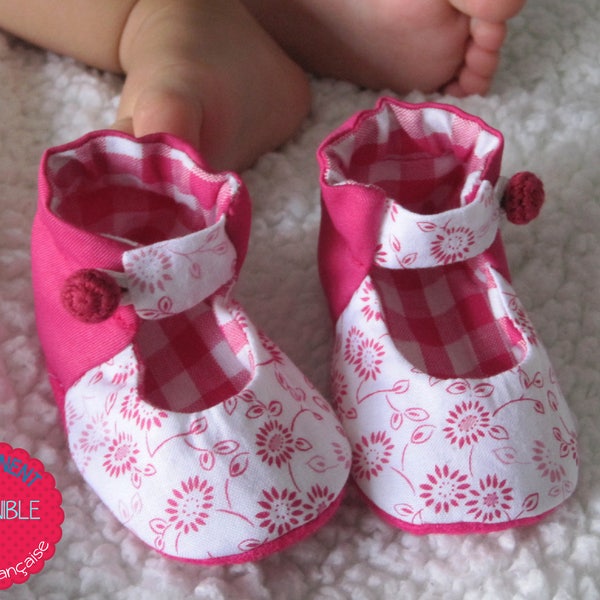 Anklet Mary Jane Shoes in 7 sizes | Fabric Shoes Sewing Pattern | Printable Pdf File Toddler Slipper | Easy to Sew Soft Baby Shoe Tutorial
