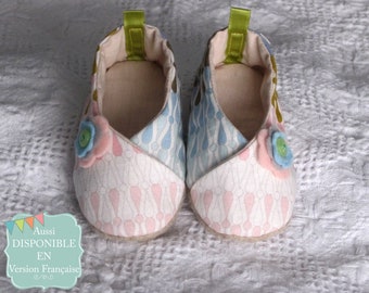 Kimono Slippers in 7 sizes | Fabric Baby Shoes Sewing Pattern | Printable Pdf File Toddler Slippers | Easy to Sew Soft Baby Shoe Tutorial