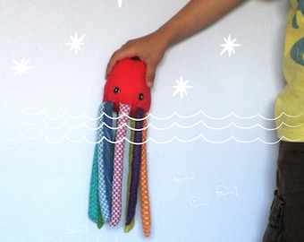 Octopus Plush Toy Sewing Pattern: Stuffed Squid (Printable PDF) Tutorial