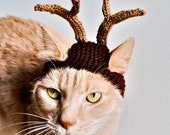 Reindeer Costume for Cats - Hand Knit Cat Hat
