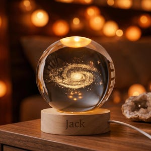 Aangepaste Galaxy Crystal Ball-lamp, nachtlampje zonnestelsel, cadeau ruimteliefhebber, decor astronomie slaapkamer, uniek cadeau voor hem/haar