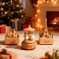 Personalized Wooden Music Box for Kids \u2013 Engraved Name Keepsake, Musical Carousel, Wooden Toy, Nursery Decor & Christmas Gift