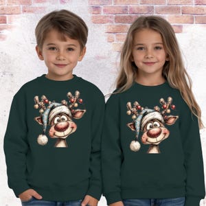 Kids Christmas Reindeer Sweatshirt, Funny Holiday Sweater