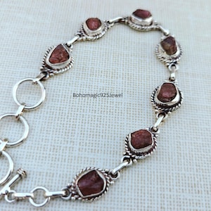 Armband med rå rubin, 925 sterlingsilver, handgjorda statementsmycken