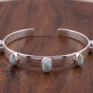 Kingman Turquoise Bangle, 925 Sterling Silver Jewery, Handmade Jewelry
