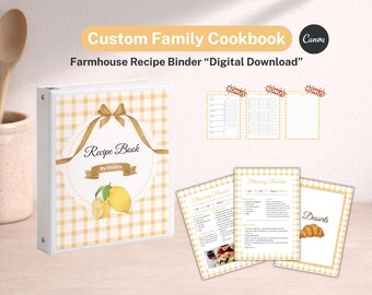 Farmhouse Recipe Binder Kit | Editable Canva Cookbook Bundle (Digital Download)