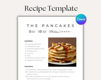 Editable Minimalist Recipe Template I Canva Template  (US Letter & A4) I Digital Download