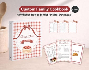 Farmhouse Recipe Binder Kit | Editable Canva Cookbook Bundle (Digital Download)