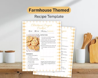Farmhouse Recipe Template | Editable Canva Cookbook Page (Digital Download)