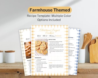 Farmhouse Recipe Template | Editable Canva Cookbook Page (Digital Download)