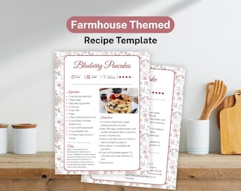 Farmhouse Recipe Template | Editable Canva Cookbook Page (Digital Download)