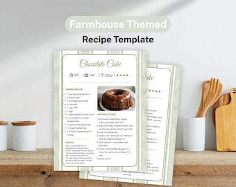 Farmhouse Recipe Template | Editable Canva Cookbook Page (Digital Download)