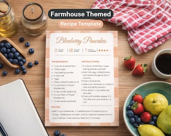 Farmhouse Recipe Template | Editable Canva Cookbook Page (Digital Download)