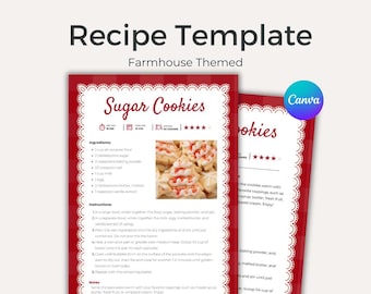 Farmhouse Recipe Template | Editable Canva Cookbook Page (Digital Download)