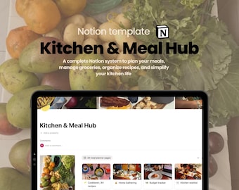 Notion Kitchen Meal Planner | Recipe, Budget & Grocery Tracker (Digital Download)
