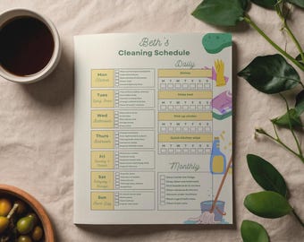 Editable Cleaning Schedule | Weekly Chore Chart, Printable Template (Digital Download)