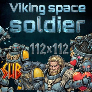Emotes de Twitch | 10 soldados "vikingos" espaciales | 112x112 | Arte de fan | Inspirado