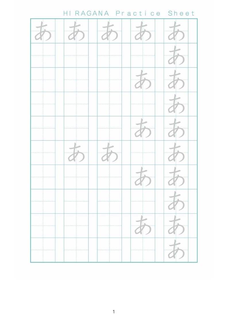 Hiragana & Katakana Full Set Stroke Order + Writing Practice Printable ...