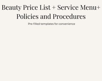 Luxury Beauty Bundle: Price List + Service Menu + Salon Policies | Editable Canva Templates | Modern Minimalist | Instant Download