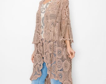 nieuw Gehaakt vintage vest duster kimono omslag boho shabby chic boho (4-kleuren) SM-3X