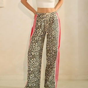 nouveauté VEVERET pantalon de détente sport à rayures et imprimés léopard et camouflage vêtements de loisirs (SM-LG)