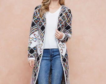 new Yellowstone Montana sky tribal western Cardigan Sweater coat duster (XS-3X) hooded