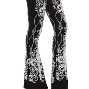 Vocal apparel rhinestone embellished fleur-de-lis pants leggings dressy concert party (SM-4X) stunning Black