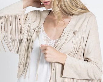 VOCAL soft faux suede Fringe tassels - Western Rodeo cropped Jacket (SM-XL)