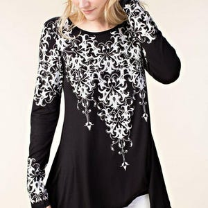 nieuw overhemdtuniek verfraaid met strassteentjes bling western (SM-3XL) zwarte fleur-de-lis